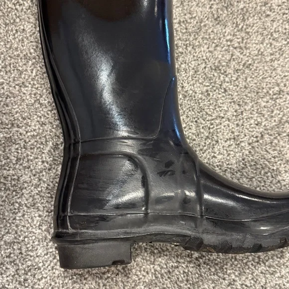 Hunter Black Gloss Original Tall Rain Boots - Picture 14 of 16